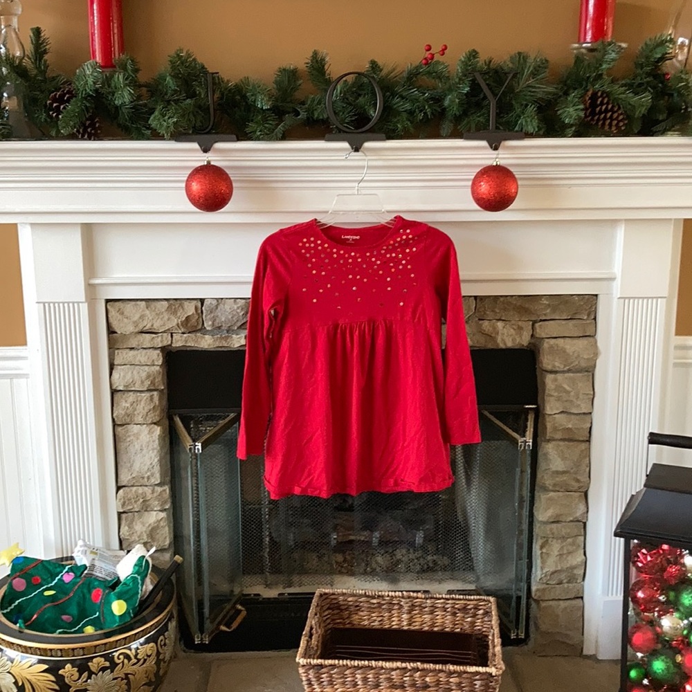 Lands’ End Girls Long sleeve red shirt